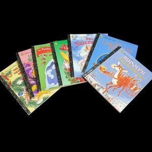 Vintage Little Golden Books Christmas Holiday Lot 7 Rudolph Nutcracker Big Bird